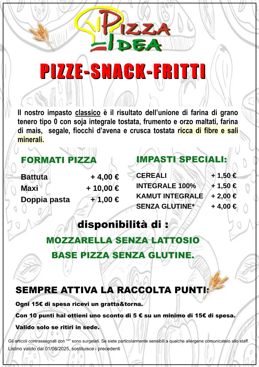Listino online : Nuovo listino Pizzaidea Ceggia